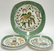 A set of Figgjo Flint 'Sicilia' design ceramic dishes decorated with various printed figures against