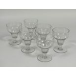 A set of six glass rummers (h-15cm) (no chips or cracks) (6)