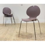 A set of four Galvana Tecnico Italian stacking dining chairs, with moulded single shell seat and