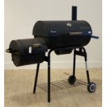 A Landman charcoal drum BBQ H124cm, L135cm