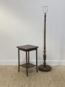 A turned walnut lamp standard, early to mid 20th century, (H158cm) together with an oak side