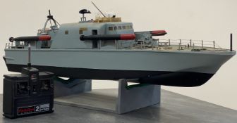 A remote controlled model of MTB Perkasa class boat, on stand (untested) L95cm