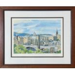Keith Clarke, Edinburgh North Bridge & Old Town scene, watercolour 65/500 limited edition print (