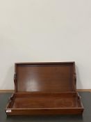 A pair of reproduction hardwood twin handled drinks trays 61cm x 32cm