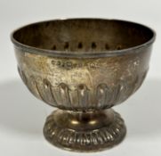 A Victorian Birmingham silver miniature rose bowl of half lobbed design raised lobbed base, (H x 9cm