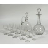 A collection of glassware, comprising six port glasses, two sherry glasses and liquor all with