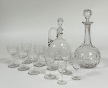 A collection of glassware, comprising six port glasses, two sherry glasses and liquor all with