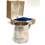 A Russian St Petersburg silver gilt tankard 1895 of tapered cylinder form with hammered textured