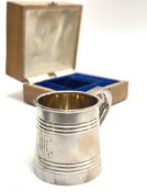 A Russian St Petersburg silver gilt tankard 1895 of tapered cylinder form with hammered textured