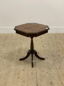 A small Georgian style stained walnut occasional table, the octagonal parquetry inlaid top over