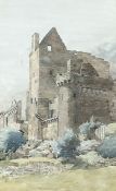 Unknown artist, Castle ruins, watercolour on paper. (36cmx21cm)