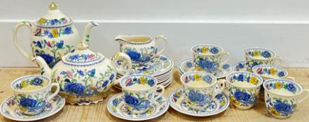 A Mason's Ironstone Regency pattern tea/coffee service with transfer printed floral design