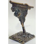 A bronze "MS Agatha" car mascot/desk ornament (h- 12.5cm) with accompanying wooden box marked 'MS
