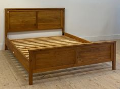 A contemporary oak panel end king size bed frame, complete with slatted base H100cm, W150cm,