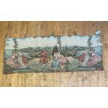 A French style wall hanging tapestry of 17th century design, depicting figures in period dress