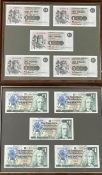 A framed set of five Royal Bank of Scotland £1 notes issued 8th December 1992 togther with a