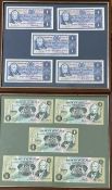 A framed set of five The British Linen Bank £1 notes issued 5th November 1969 together with a framed