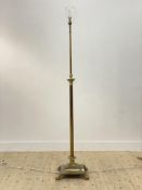 An early 20th century brass telescopic lamp standard formed as a Corinthian column, H176cm