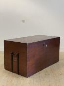A large 19th century walnut ships chest, the hinged top opening to a metal lined interior, with