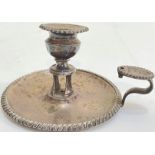 A Smith Tate & Co Sheffield hallmarked Georgian silver chamber stick with gadrooned rim (1818) and