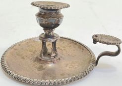 A Smith Tate & Co Sheffield hallmarked Georgian silver chamber stick with gadrooned rim (1818) and