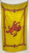 A Scottish Royal Standard linen flag with rampant lion (l- 210cm, w- 115cm)