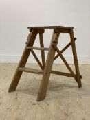 A vintage set of two rung pine step ladders H57cm