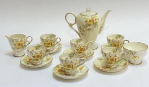 A Royal Staffordshire Delphine pattern part tea service comprising six tea cups, six saucers, a