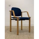 A vintage bentwood desk chair with upholstered back and seat, raised on turned supports H80cm