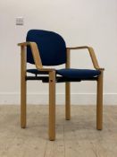 A vintage bentwood desk chair with upholstered back and seat, raised on turned supports H80cm