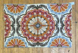 A Kashmiri hand chain stitched wool panel with rosette motif 93cm x 60cm