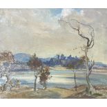 William Aitken (Scottish 1928-81), Linlithgow Palace and Loch, signed lower left, oil on canvas,