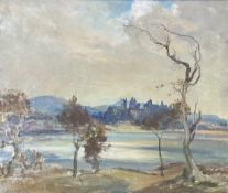 William Aitken (Scottish 1928-81), Linlithgow Palace and Loch, signed lower left, oil on canvas,