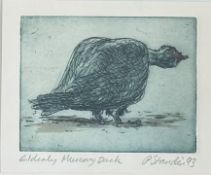 Pete Standon (British 1936-) Elderly Muscovy Duck, (signed bottom right, dated 93) in a stained