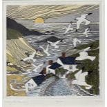 Suzan Tathman (British), Seagulls Soaring print 179/200, signed pencil bottom right in a gilt glazed