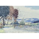 Alistair Dallas (Scottish), Rural landscape in late summer, watercolour on paper, signed bottom