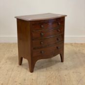 A 19th century mahogany bow front chest of small proportions, fitted with four graduated drawers,