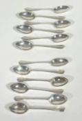 A set of six Sheffield silver Rat Tail pattern tea spoons, (L x 11cm) Sheffield 1912 and a set of