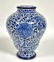 A Late 19thc Italian pottery Maiolica baluster vase with Chinese style circular dragon panel
