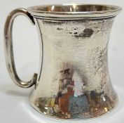 A hallmarked silver christening mug of plain, tapered design (unengraved)