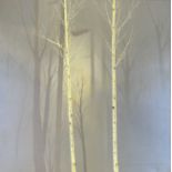 Contemporary School, Birch Trees, indistictly signed lower right, acrylic on canvas, unframed (