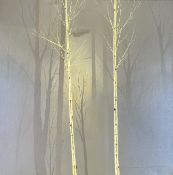 Contemporary School, Birch Trees, indistictly signed lower right, acrylic on canvas, unframed (