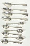A set of six Sheffield silver coffee spoons of Onslow style design, (L x 9.5cm) and a set of four