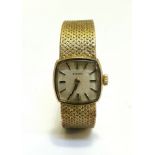 A Lady's Eterna 9ct gold wrist watch, the silvered dial with baton hour markers, (D x 1.5cm) on