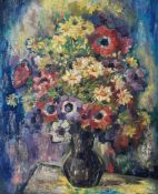 Jean Pannard, Study of flowers in a vase, oil on board in a gilt wooden frame. (44cmx36cm)