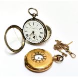 A Edwardian silver open faced pocket watch by JG Graves of Sheffield, with enamel dial, Roman