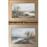 J.Rock Jones (British) Bothwell Castle, watercolour in gilt glazed mounted frame (a/f) and a