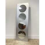 A contemporary silvered framed wall hanging mirror 150cm x 51cm