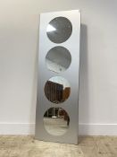 A contemporary silvered framed wall hanging mirror 150cm x 51cm