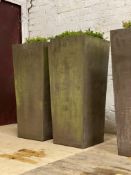 Atelier Vierkant, a pair of contemporary designer ceramic planters of square tapered outline, with